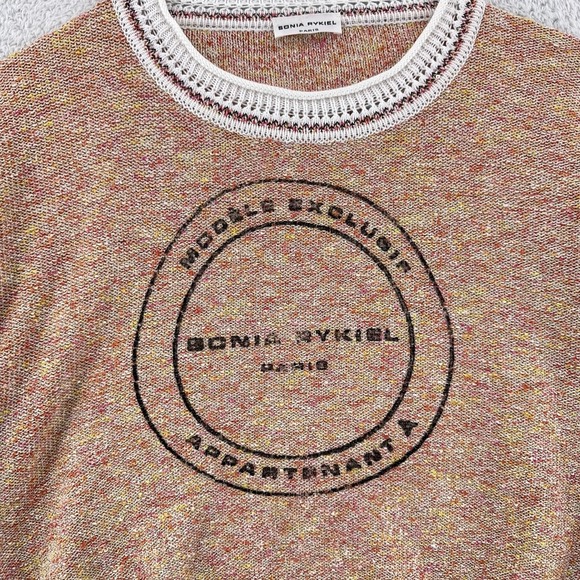 Sonia Rykiel Cropped Sweater Womens XL Knit Crewneck Paris Made Italy Pullover - Picture 2 of 8